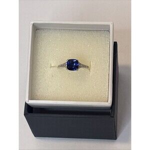 JC Penney Lab Created Sapphire Sterling Silver Ring, Size 7 w/Protection Plan